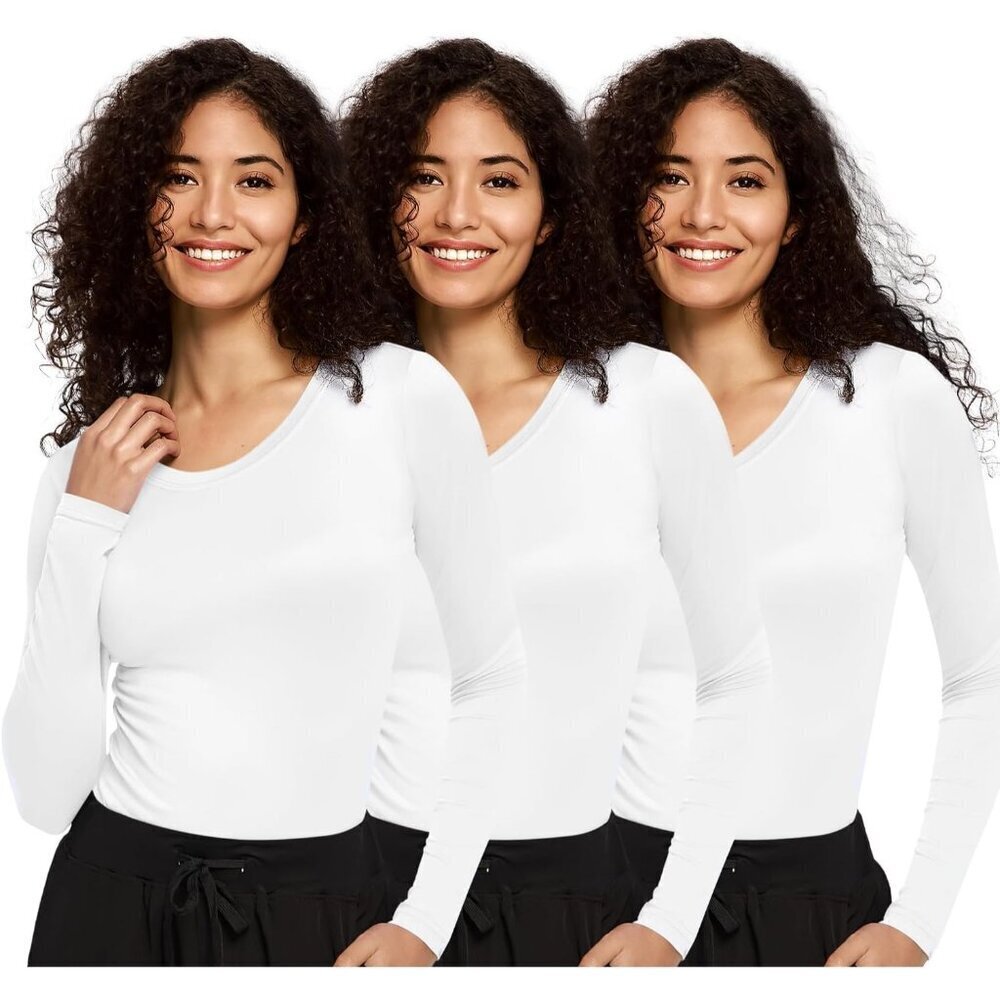 3 Pack Women's Long Sleeve Underscrub Tops Soft Breathable Stretchy